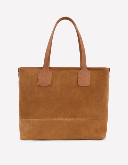 Suede Tote Bag-Tan