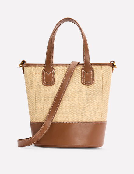 Woven Mini Bucket Bag-Natural/tan