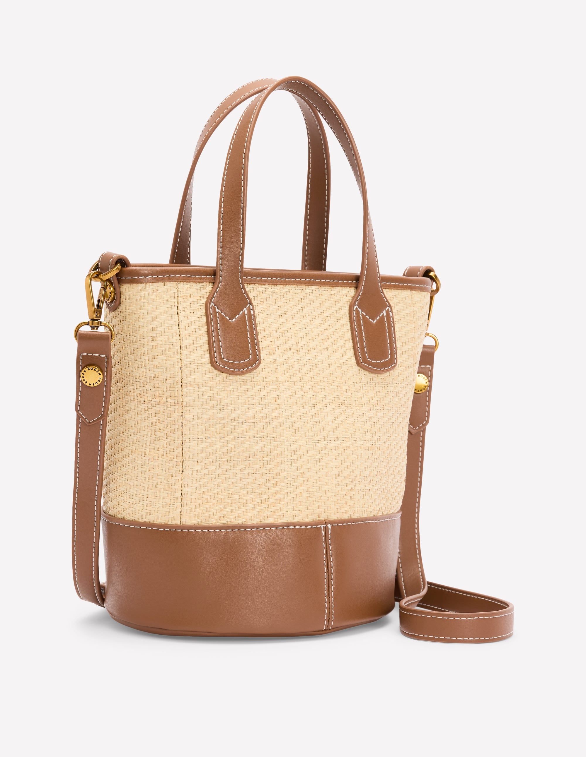 Woven Mini Bucket Bag-Natural/tan - Image 3