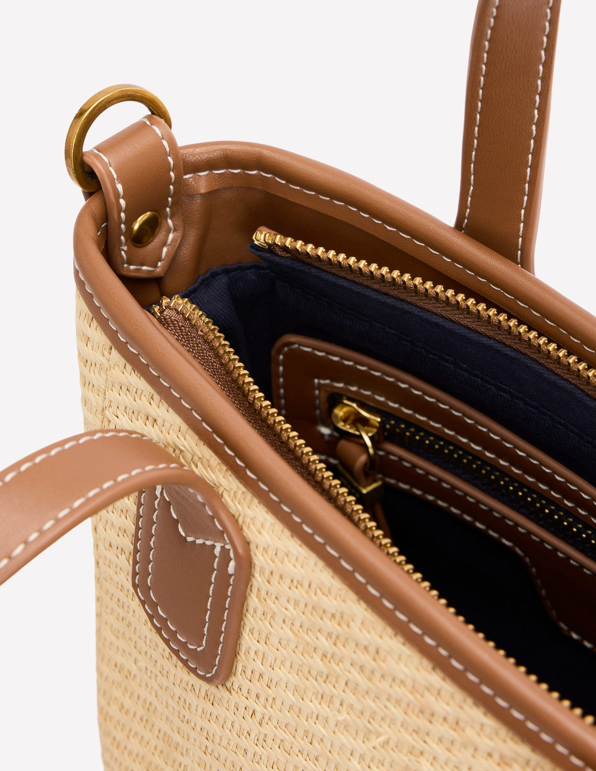 Woven Mini Bucket Bag-Natural/tan - Image 4