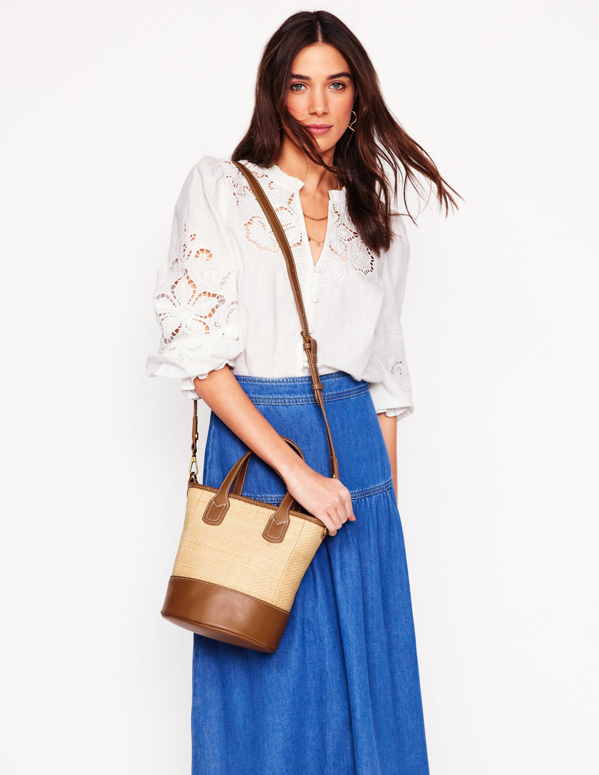 Woven Mini Bucket Bag-Natural/tan - Image 2