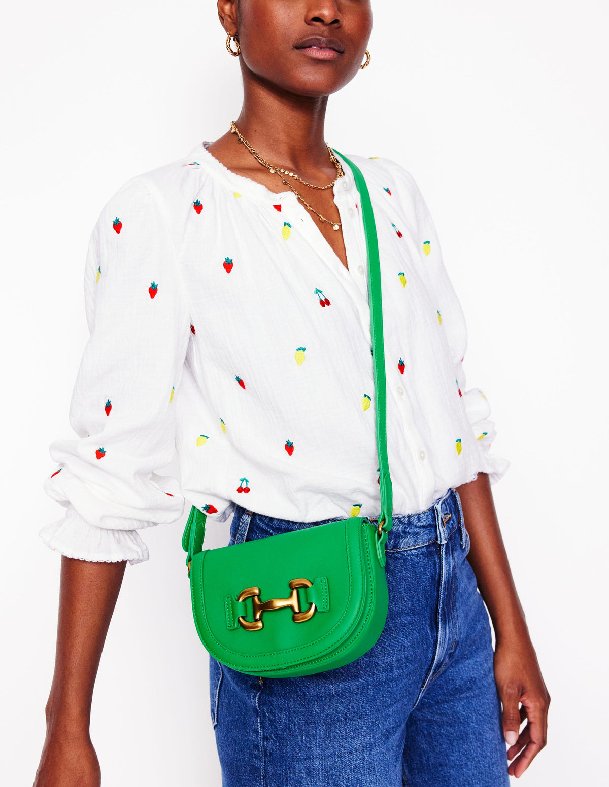 Iris Leather Mini Satchel-Green - Image 3