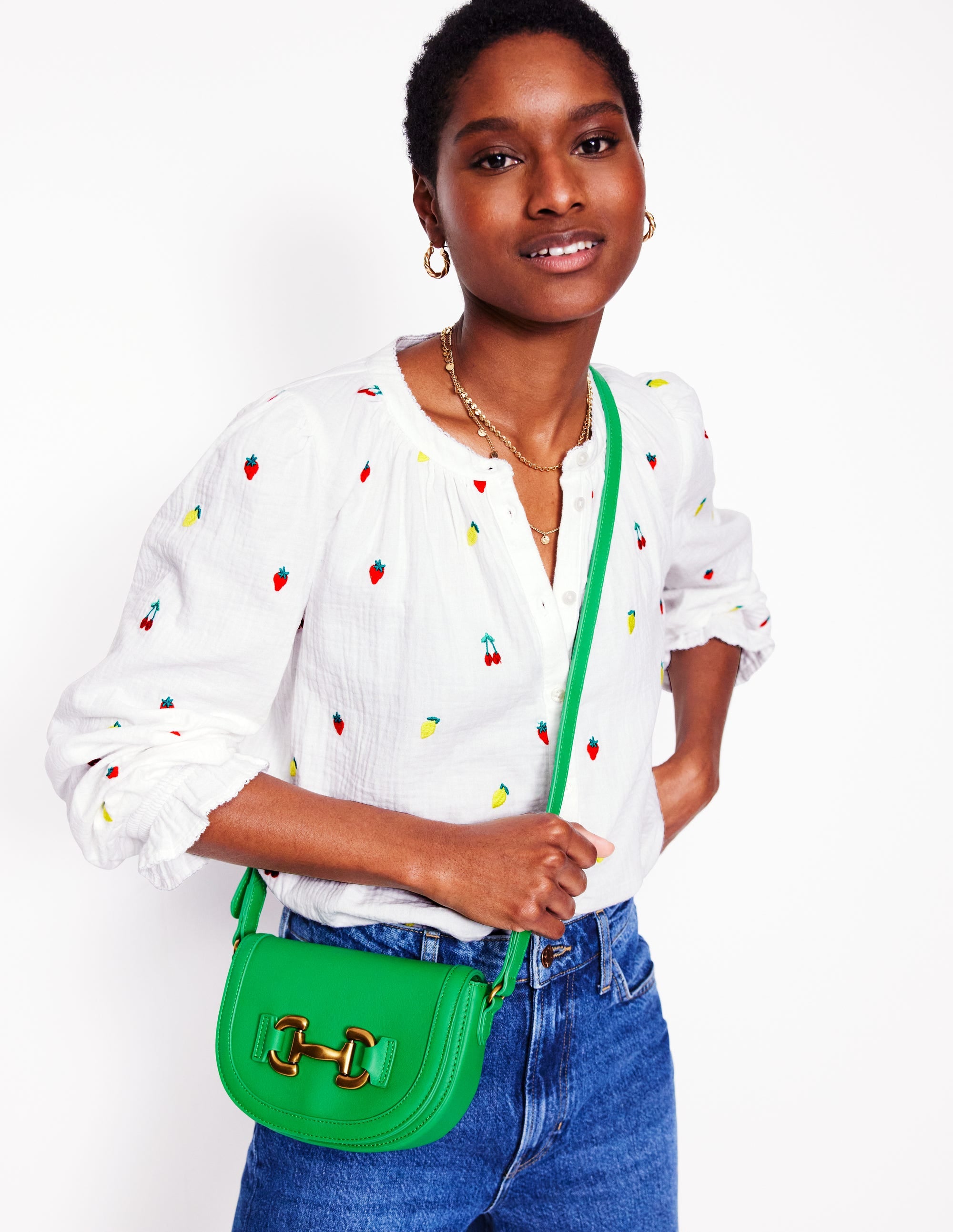 Iris Leather Mini Satchel-Green - Image 2