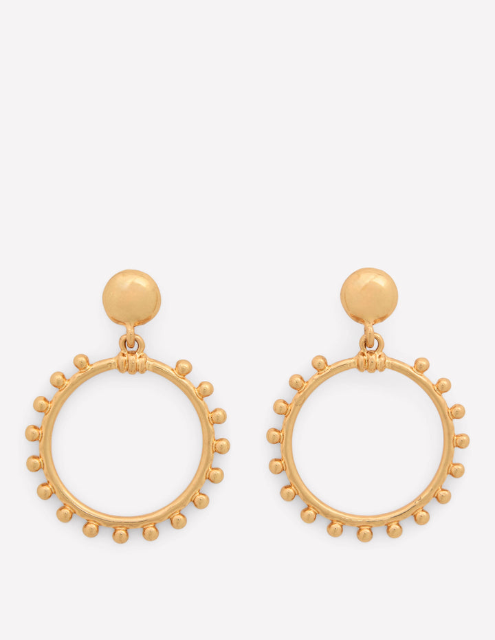 Circle Ring Earrings-Gold Colour