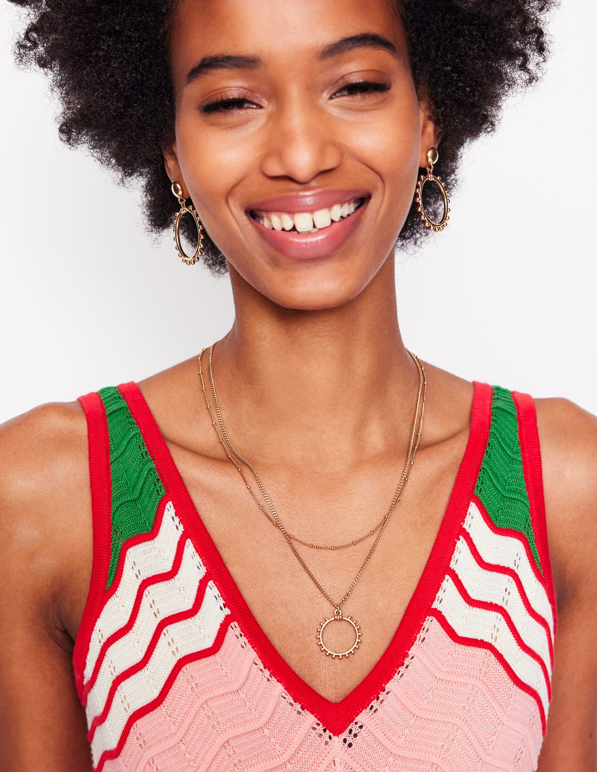 Circle Ring Layered Necklace-Gold - Image 2