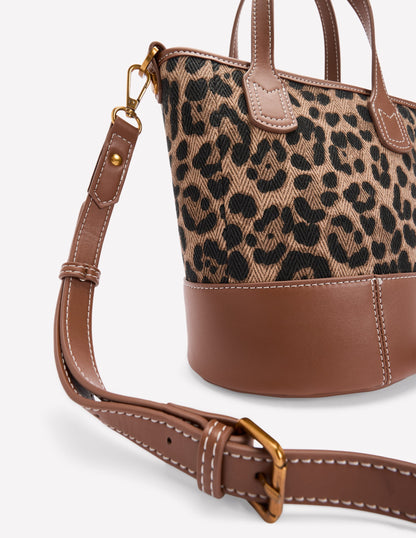 Canvas Mini Bucket Bag-Leopard