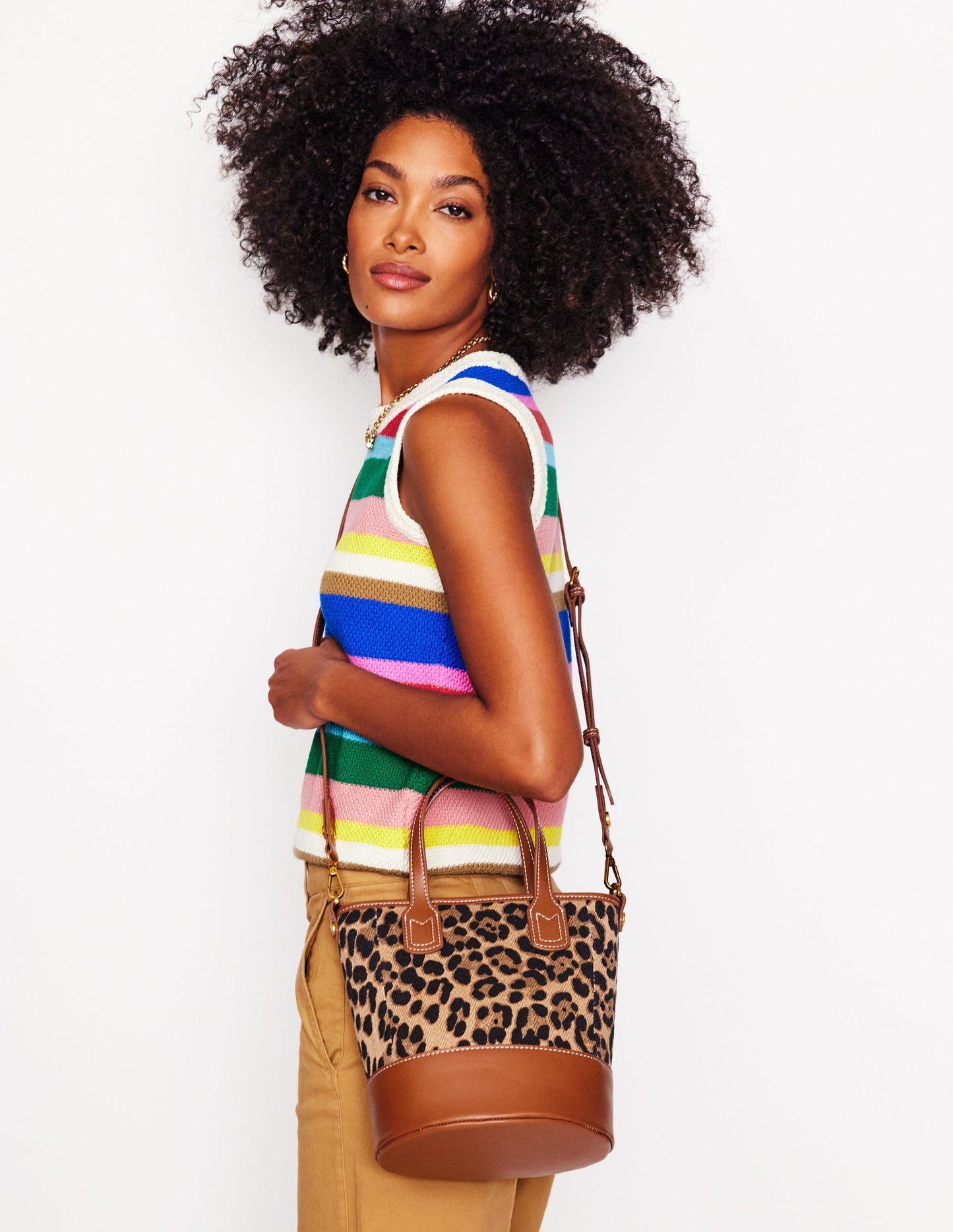 Canvas Mini Bucket Bag-Leopard