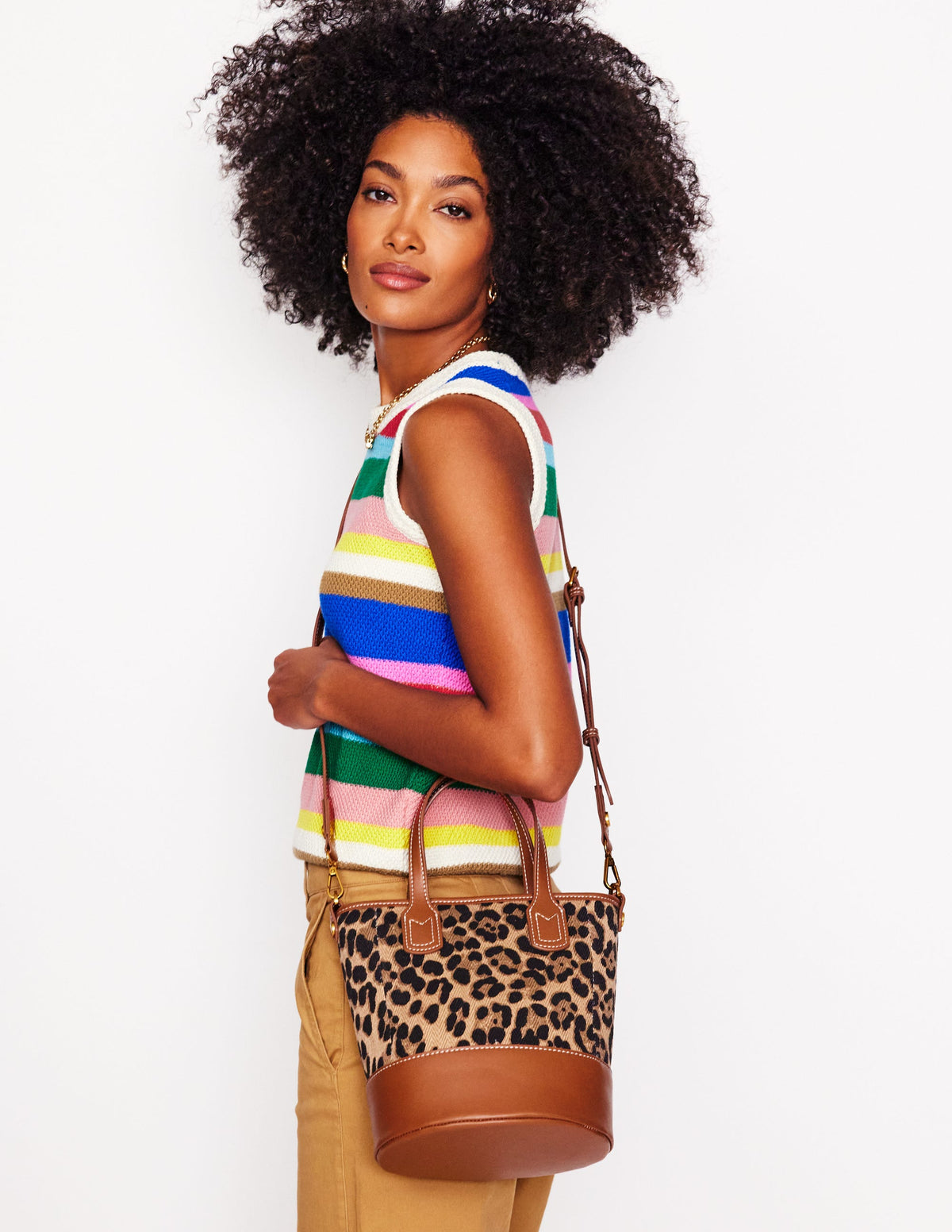 Canvas Mini Bucket Bag-Leopard - Image 2