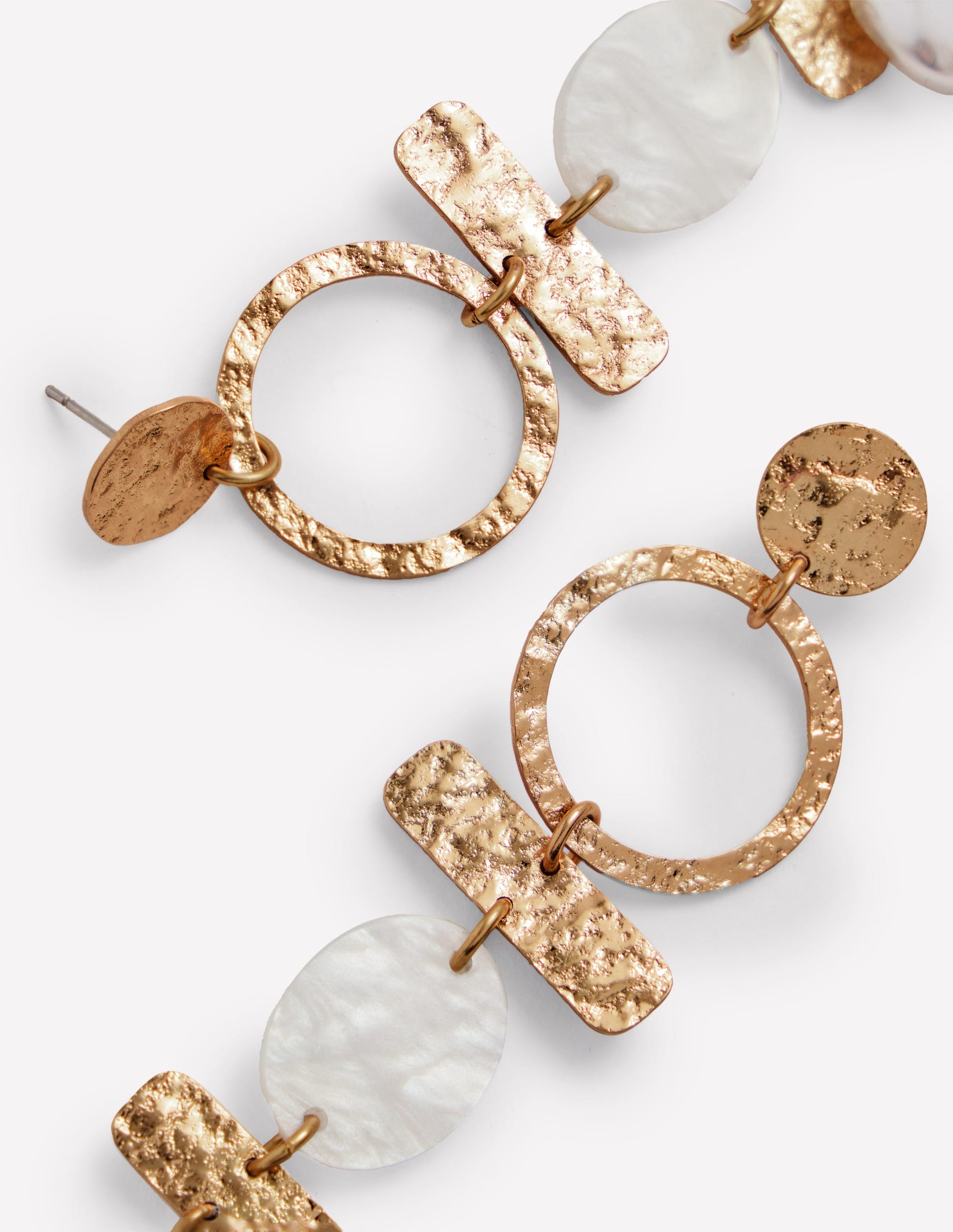 Statement Drop Earrings-Gold Colour/ Faux Pearl-3