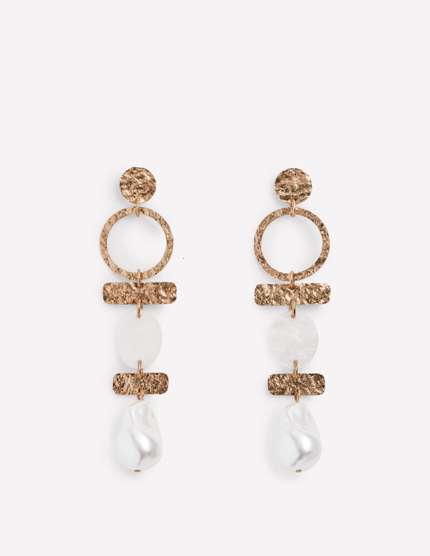 Statement Drop Earrings-Gold Colour/ Faux Pearl