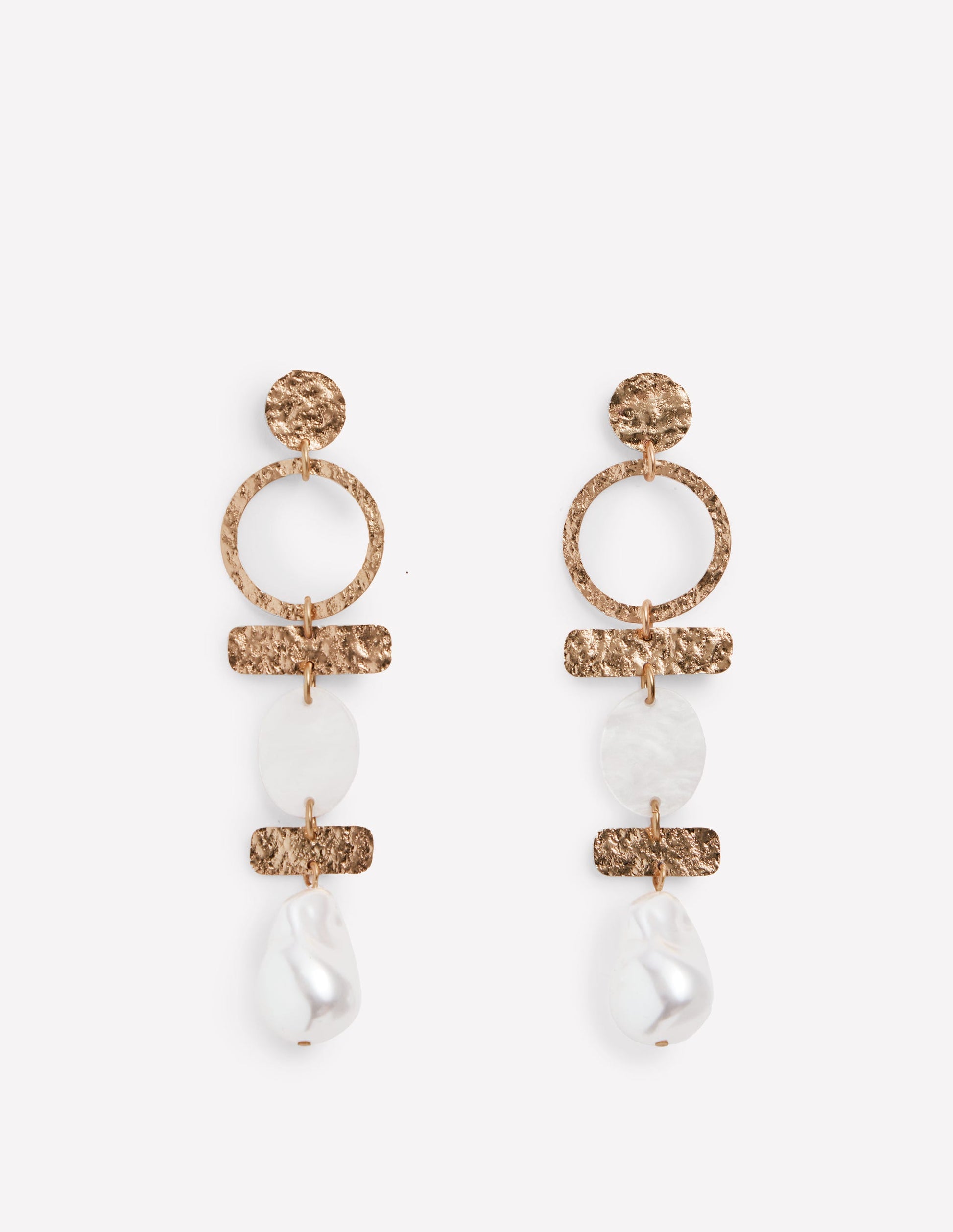 Statement Drop Earrings-Gold Colour/ Faux Pearl-1