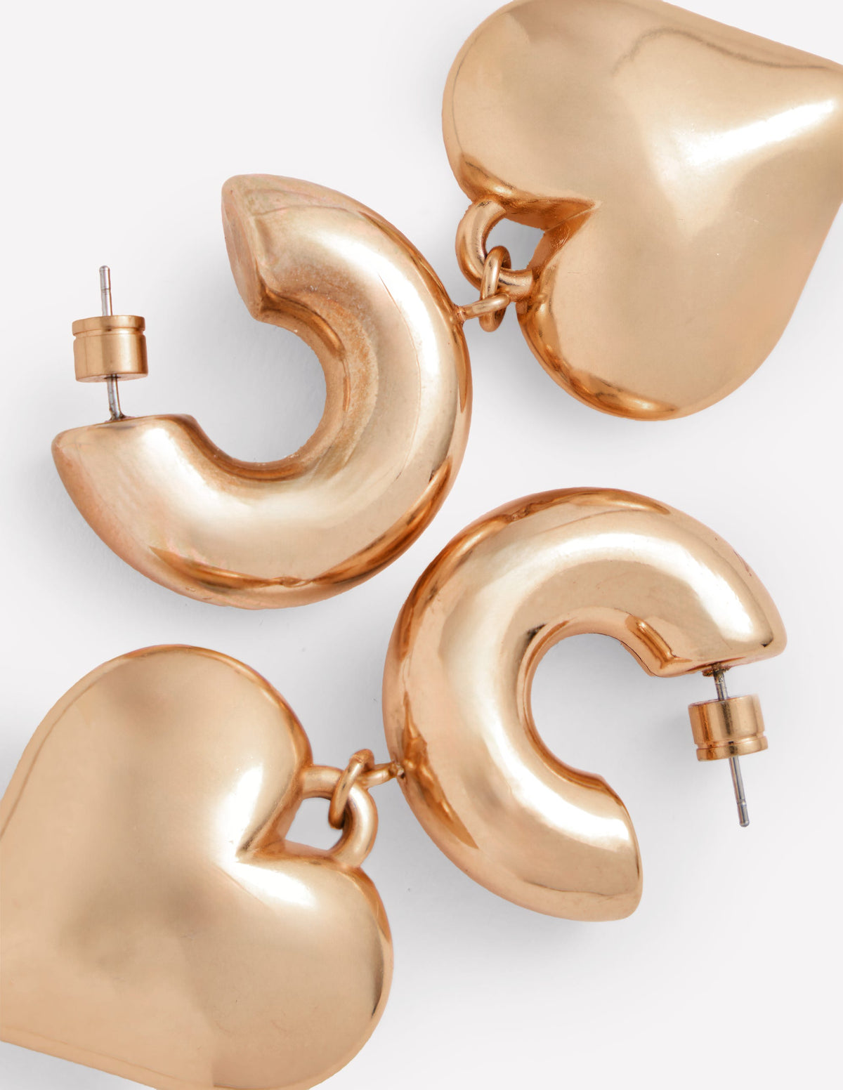 Chunky Heart Hoop Earrings-Gold Colour - Image 3