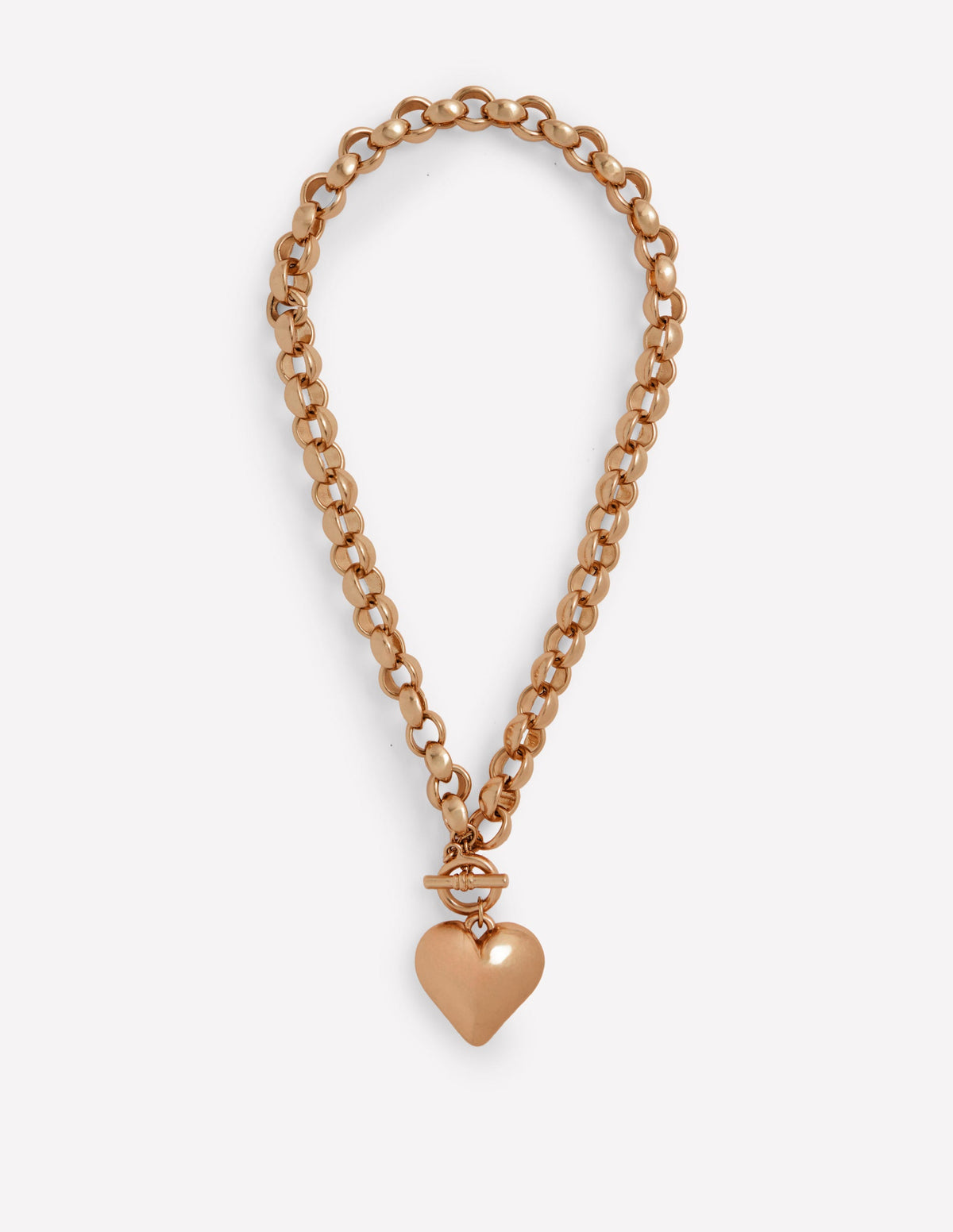 Chunky Heart Necklace-Gold Colour - Image 1