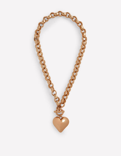 Chunky Heart Necklace-Gold Colour-1