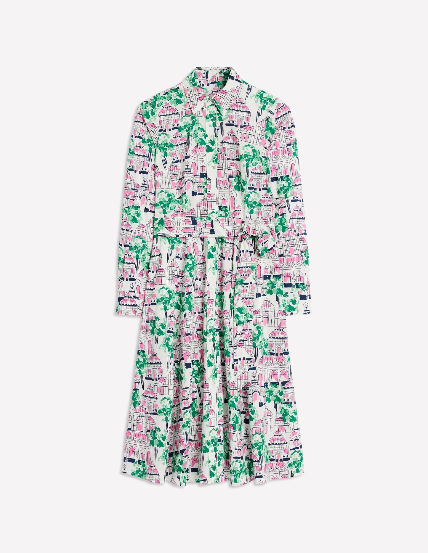 Amy Cotton Midi Shirt Dress-Ivory, Botanical Greenhouse