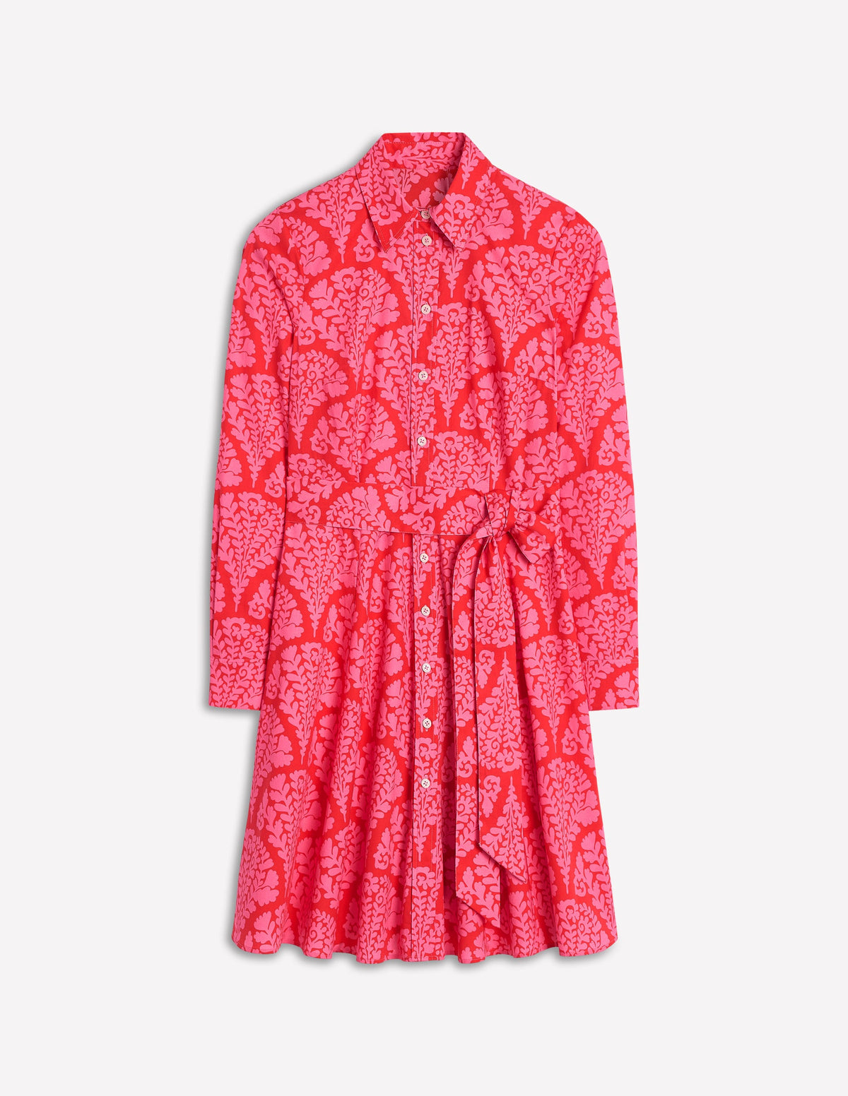 Amy Cotton Short Shirt Dress-Poppy Red, Blossomy - Image 5