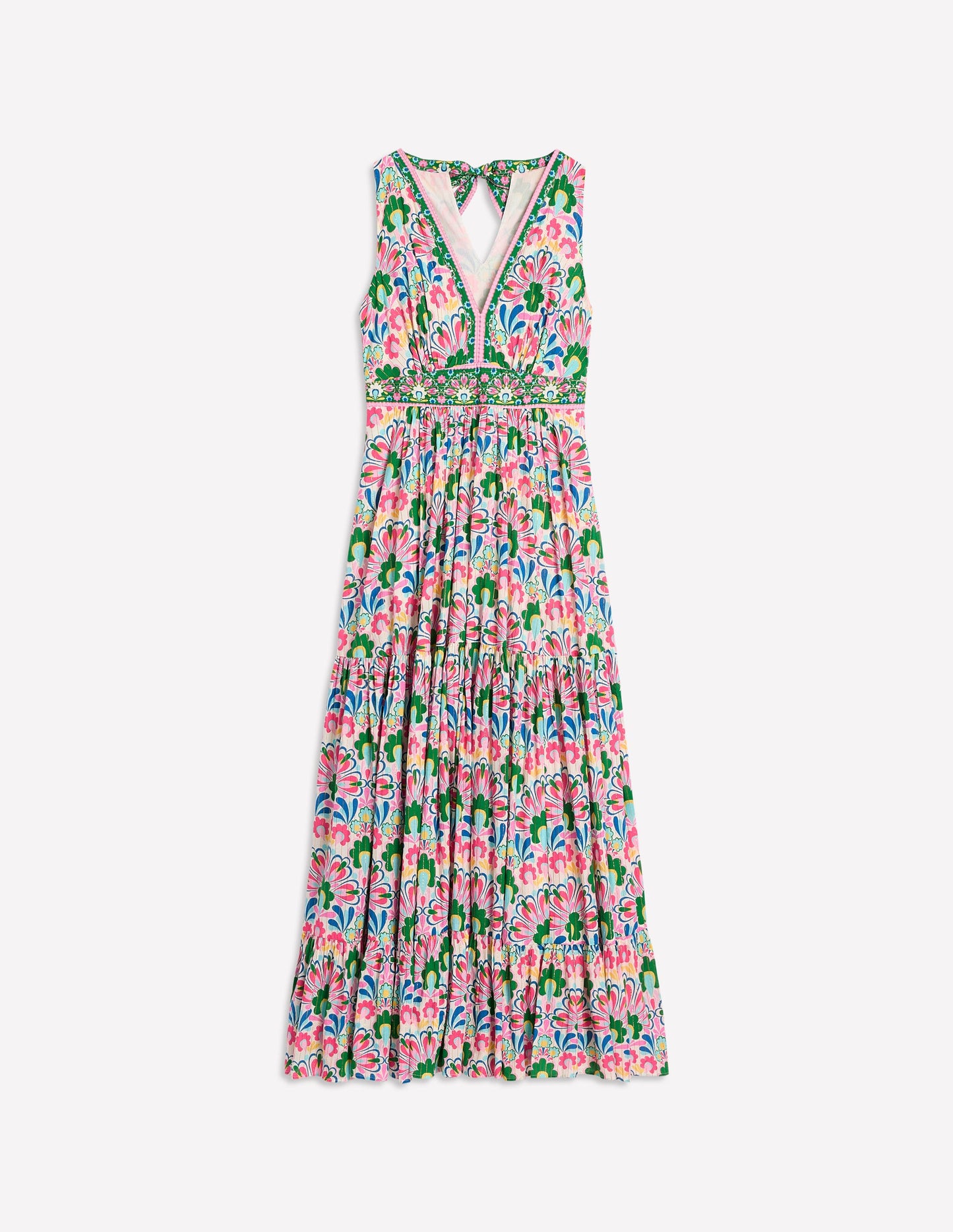 Serena Cotton Tie Maxi Dress-Multi, Decorative Dandelion