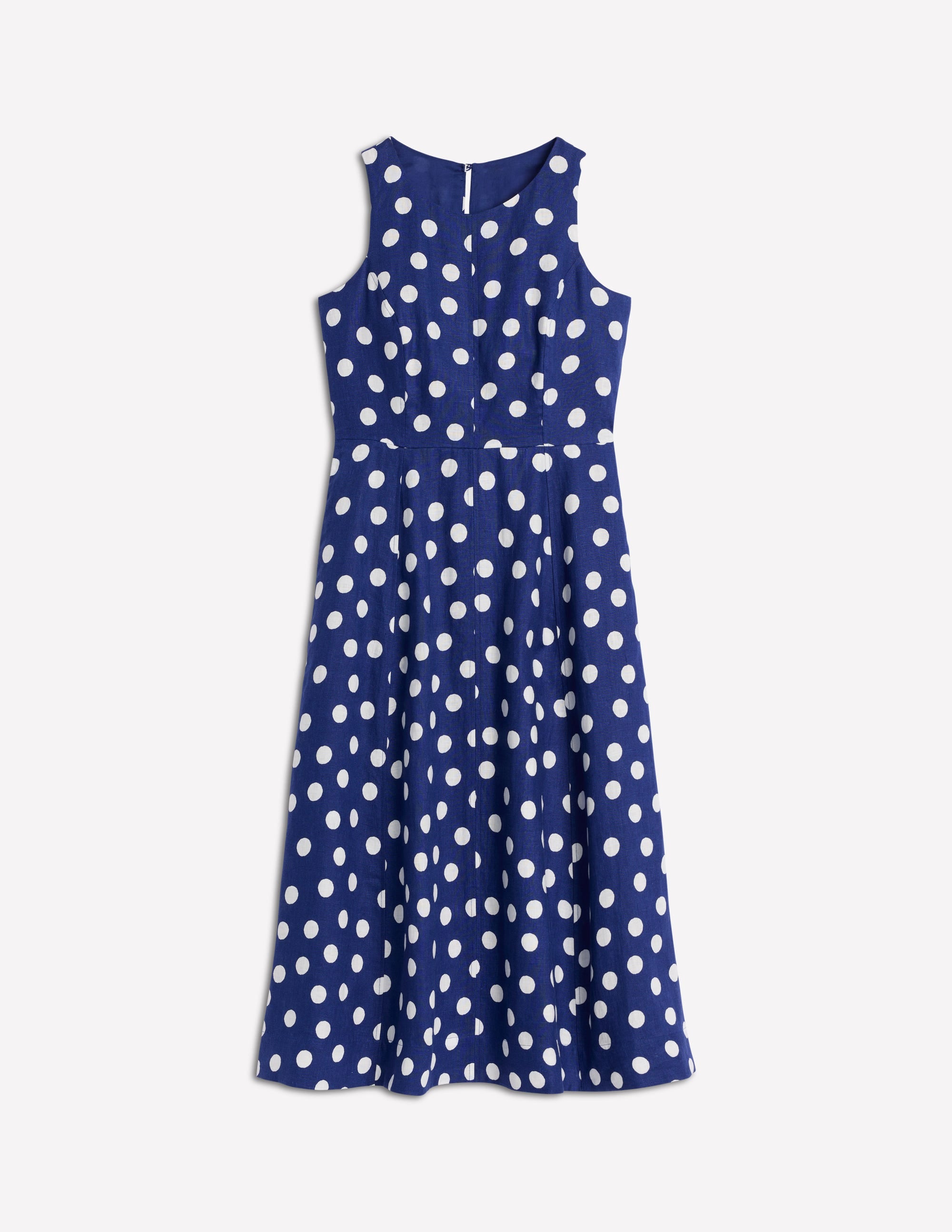 Carla Linen Midi Dress-Starboard Blue, Painted Dot - Image 6