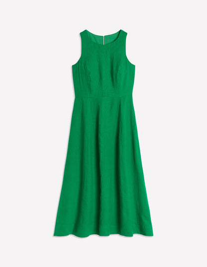 Carla Linen Midi Dress-Rich Emerald