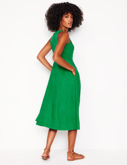 Carla Linen Midi Dress-Rich Emerald