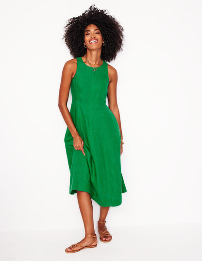 Carla Linen Midi Dress-Rich Emerald