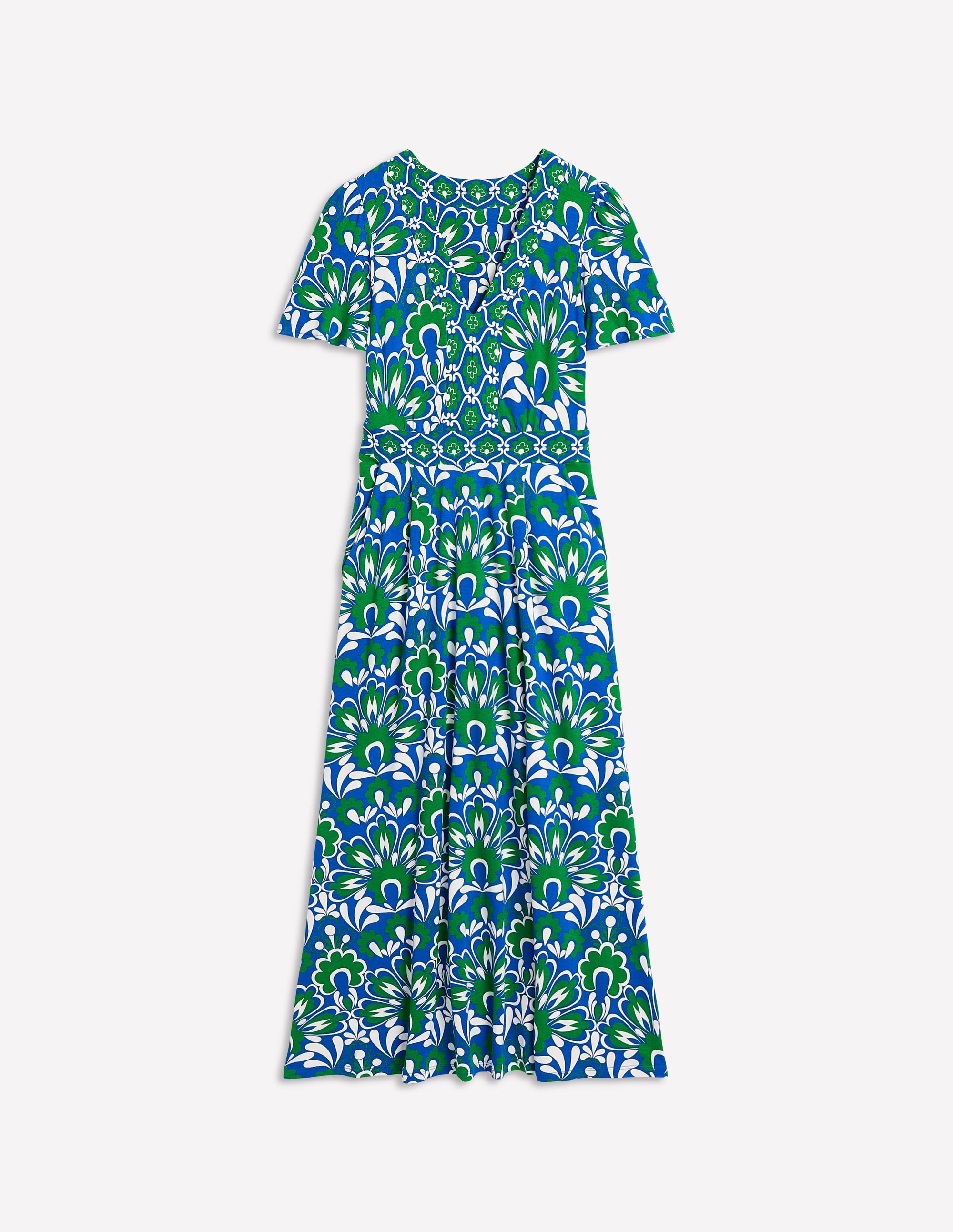 Ellie Flutter Maxi Tea Dress-Blue, Decorative Dandelion - Image 5