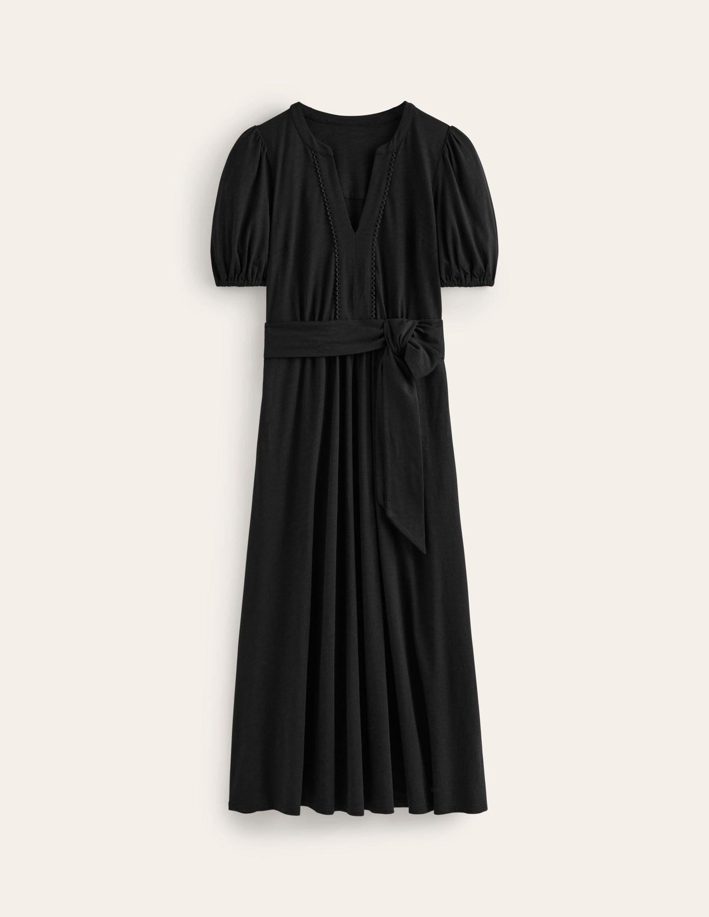 Sofia Trim Jersey Midi Dress-Black