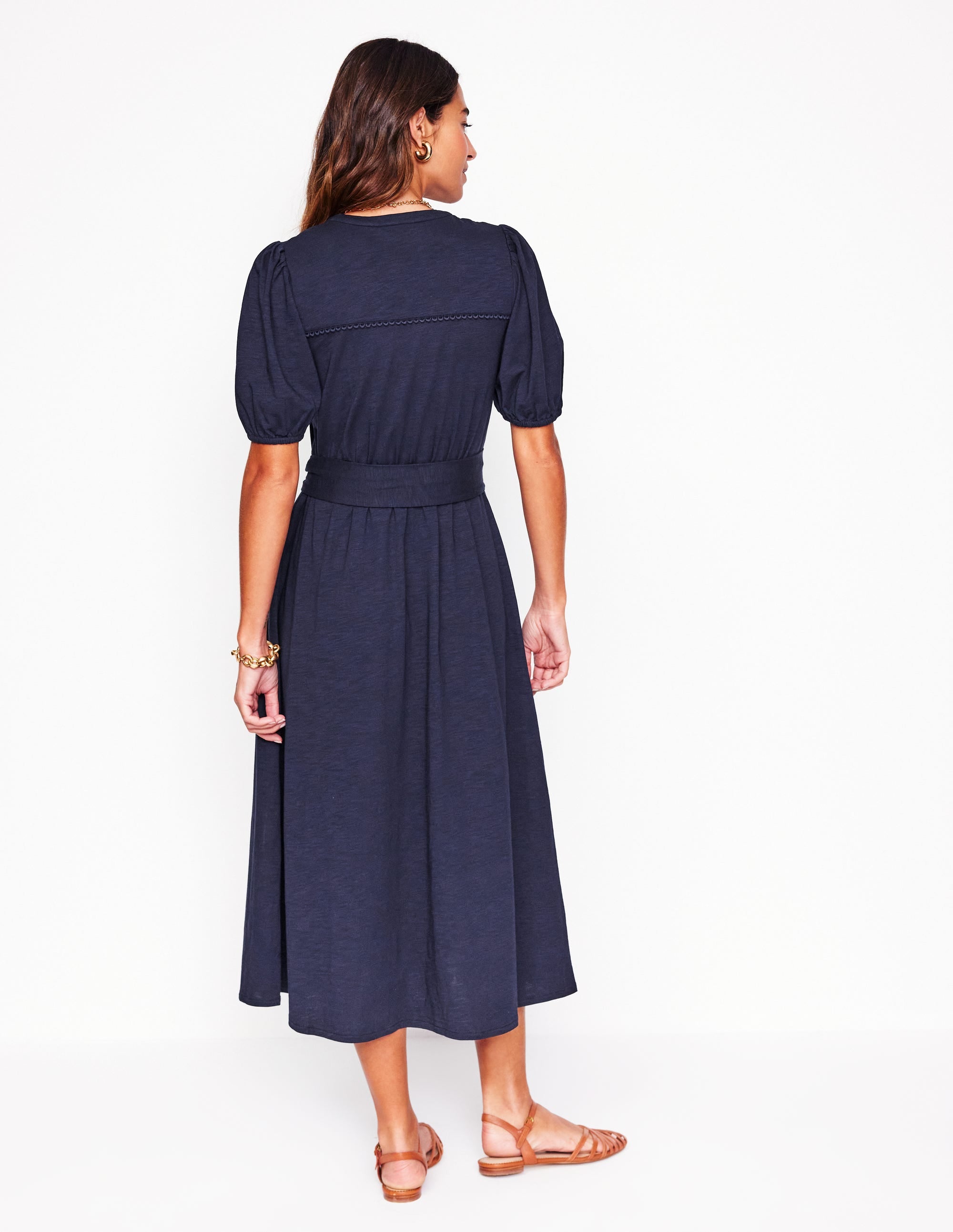 Sofia Trim Jersey Midi Dress-Navy - Image 3