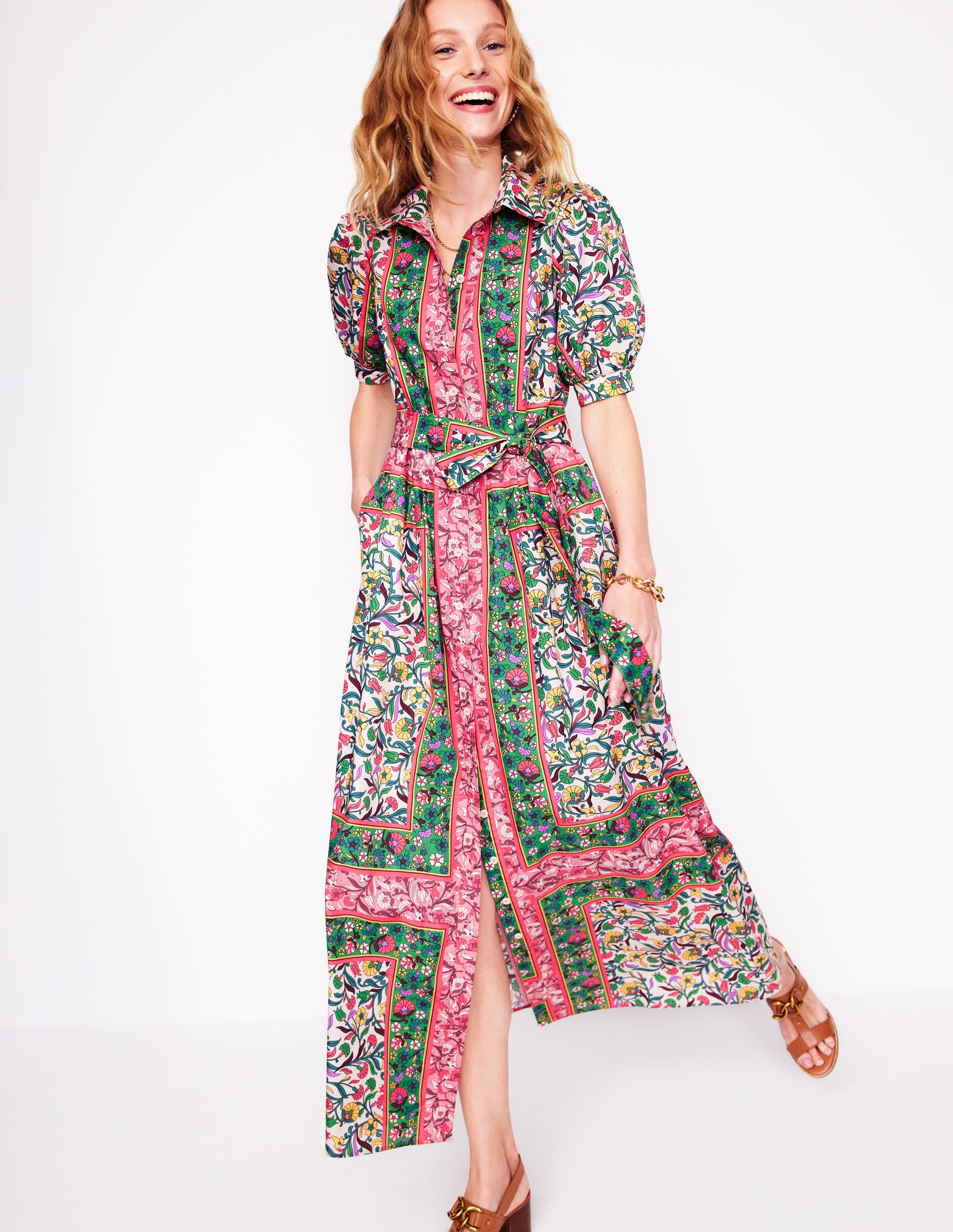 Alexa Maxi Shirt Dress-Multi, Enchanting Vine - Image 1