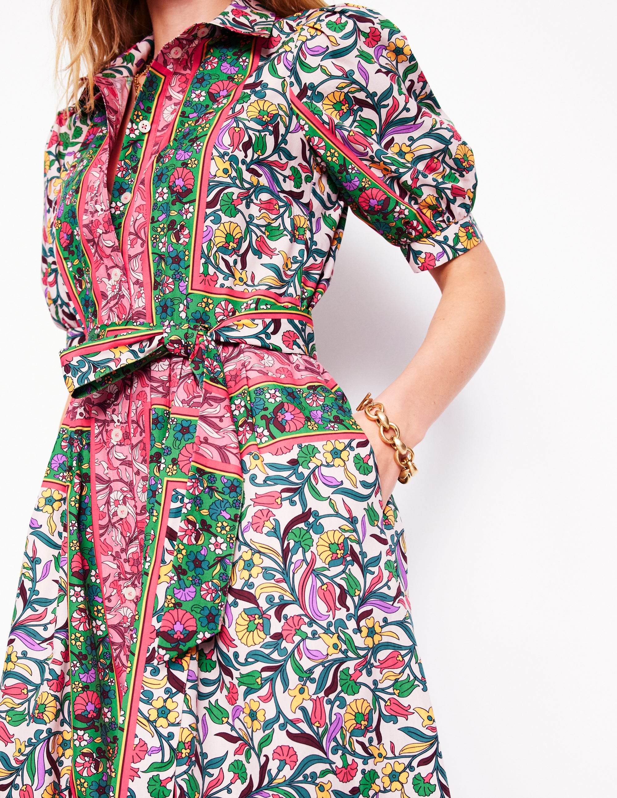 Alexa Maxi Shirt Dress-Multi, Enchanting Vine - Image 3