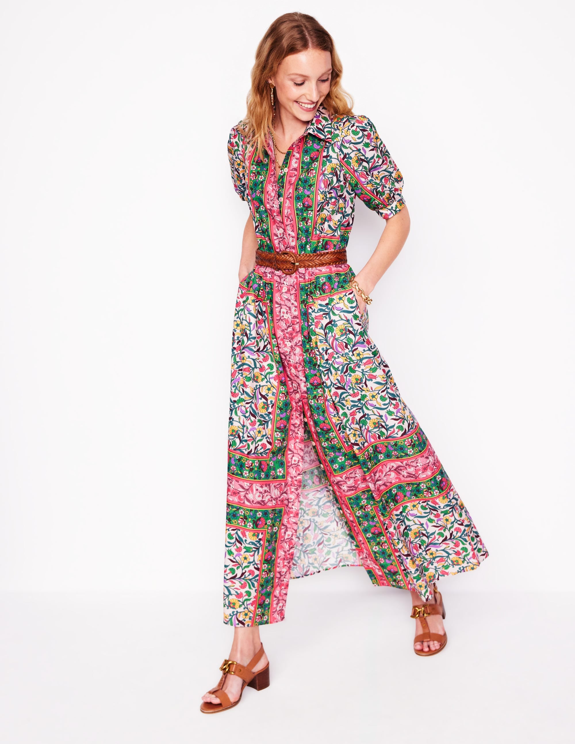 Alexa Maxi Shirt Dress-Multi, Enchanting Vine - Image 5