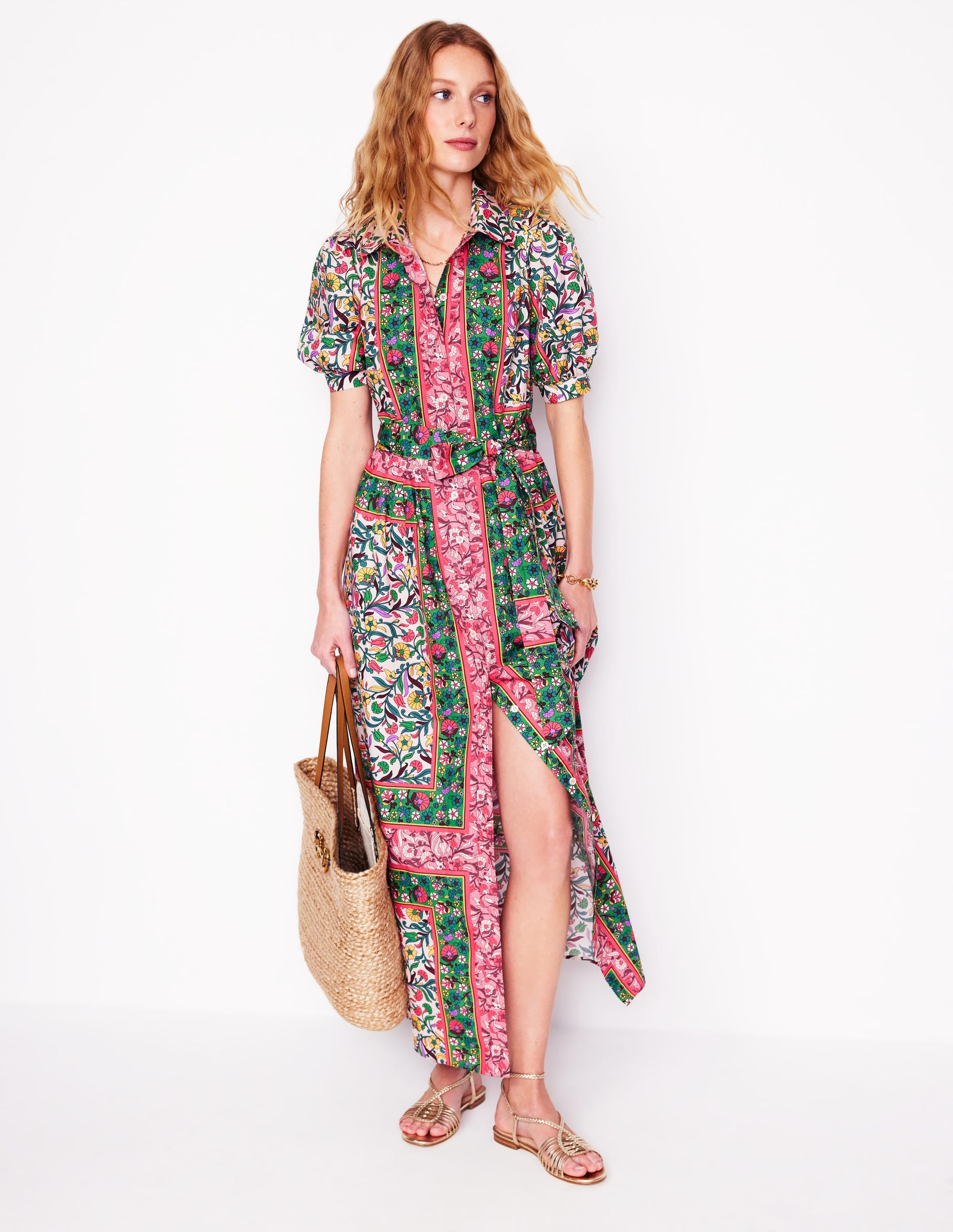 Alexa Maxi Shirt Dress-Multi, Enchanting Vine - Image 6