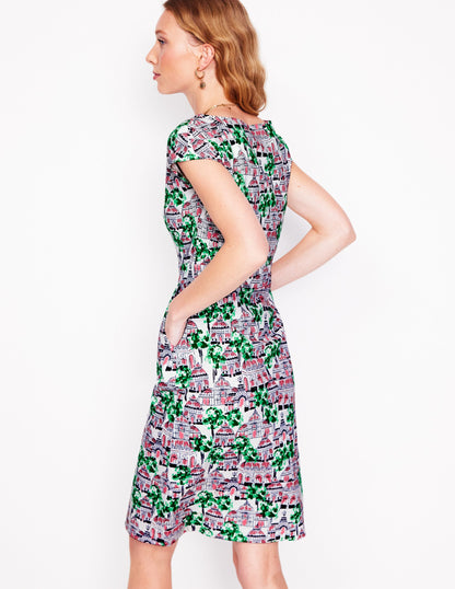 Florrie Jersey Dress-White, Botanical Greenhouse