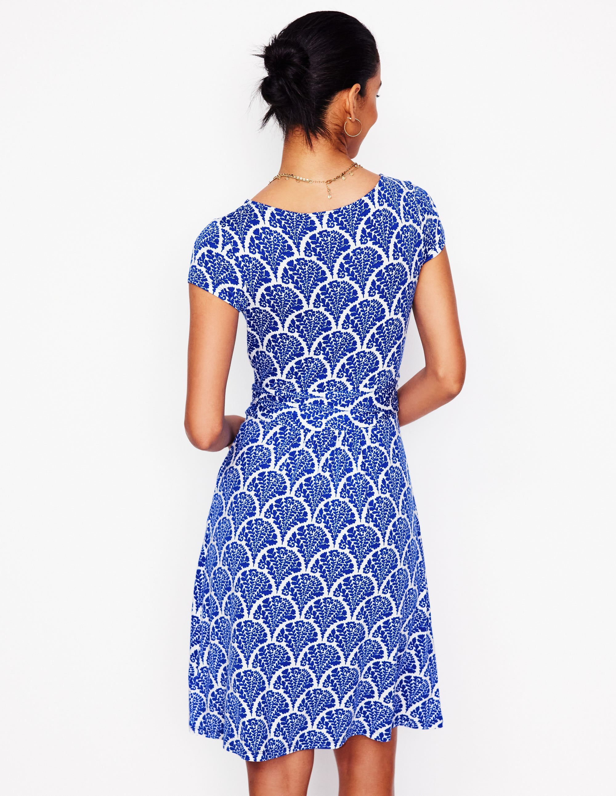 Amelie Jersey Dress-Bright Blue, Blossomy - Image 3