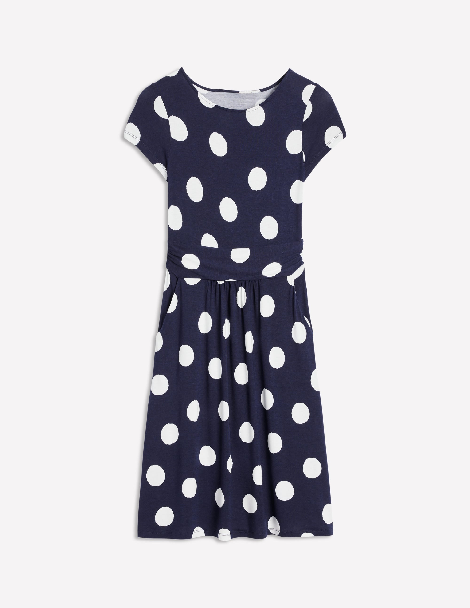 Amelie Jersey Dress-French Navy, Abstract Dot - Image 5