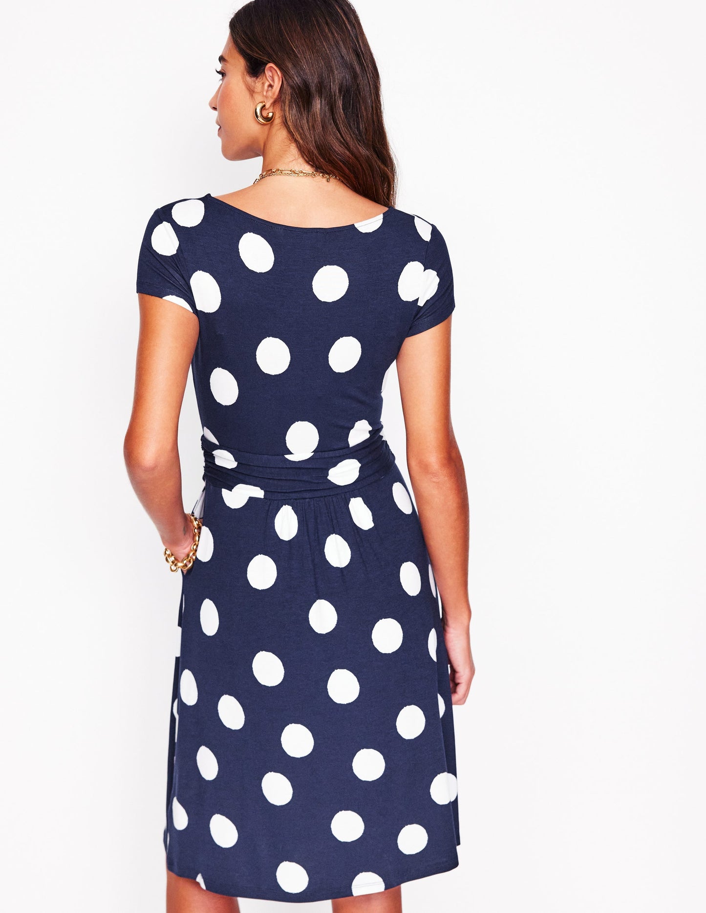 Amelie Jersey Dress-French Navy, Abstract Dot