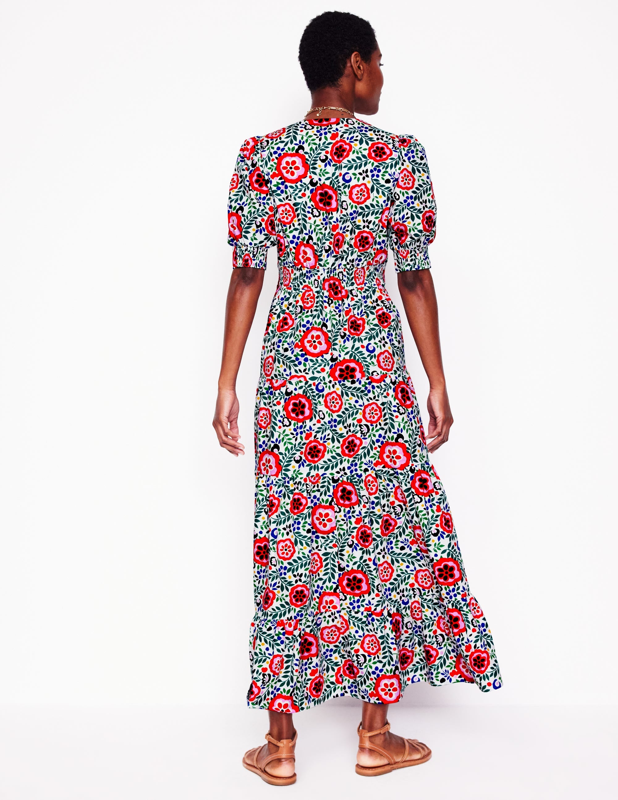 Bella Puff Sleeve Maxi Dress-Multi, Foliage Scatter - Image 2