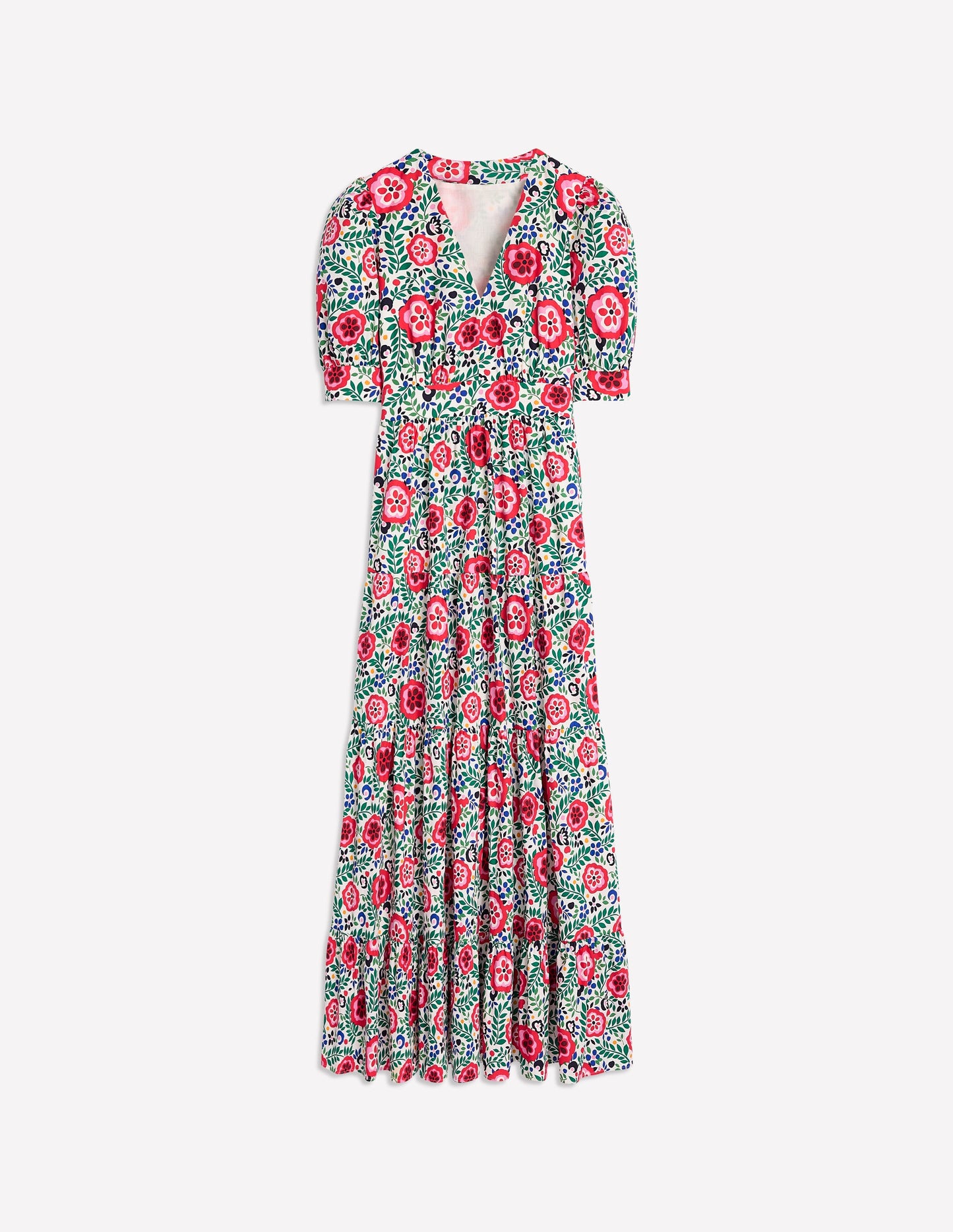 Bella Puff Sleeve Maxi Dress-Multi, Foliage Scatter