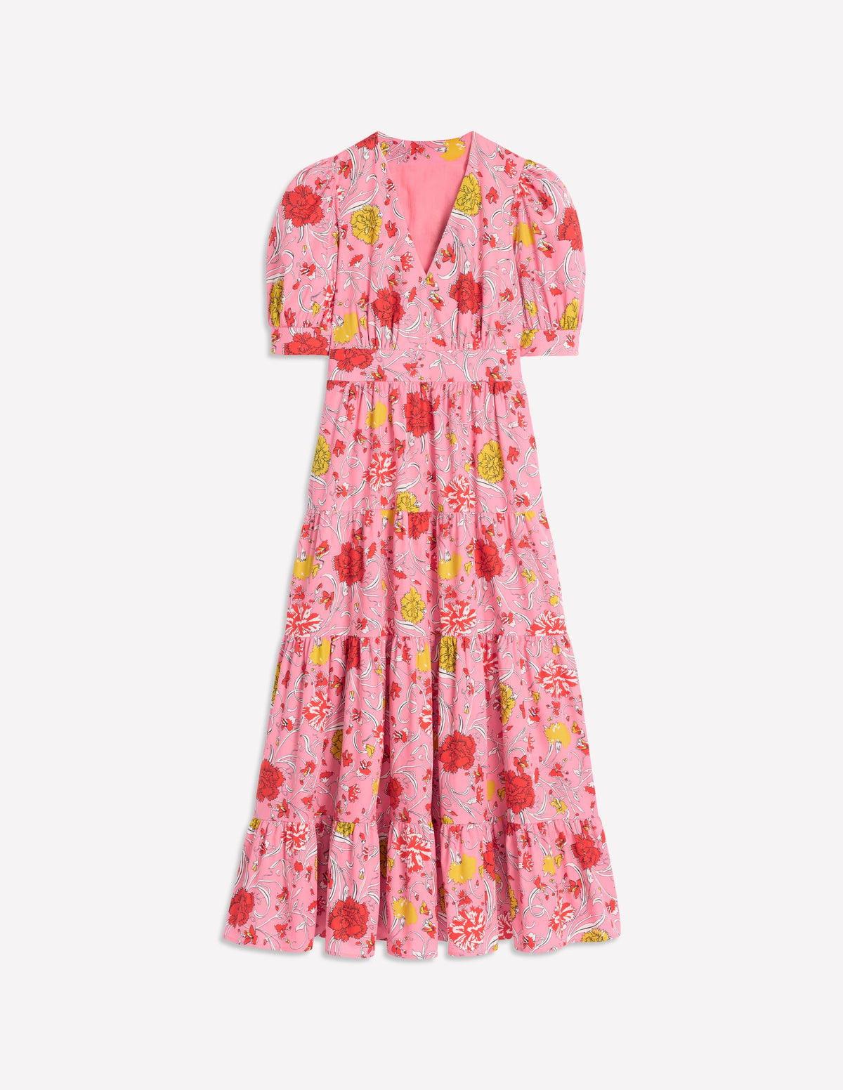 Bella Puff Sleeve Maxi Dress-Salmon Pink, Carnation Vine - Image 6