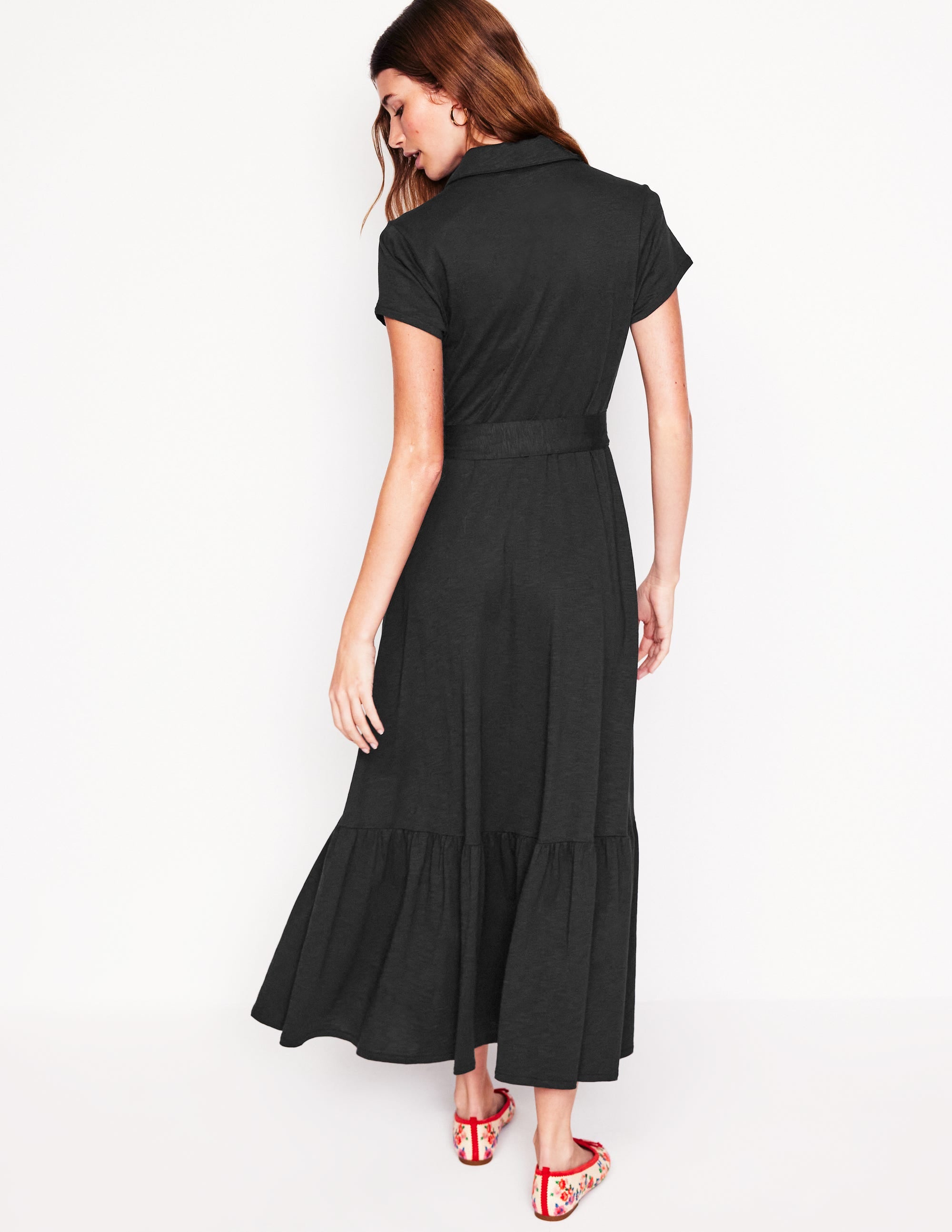 Cressida Jersey Shirt Dress-Black - Image 3