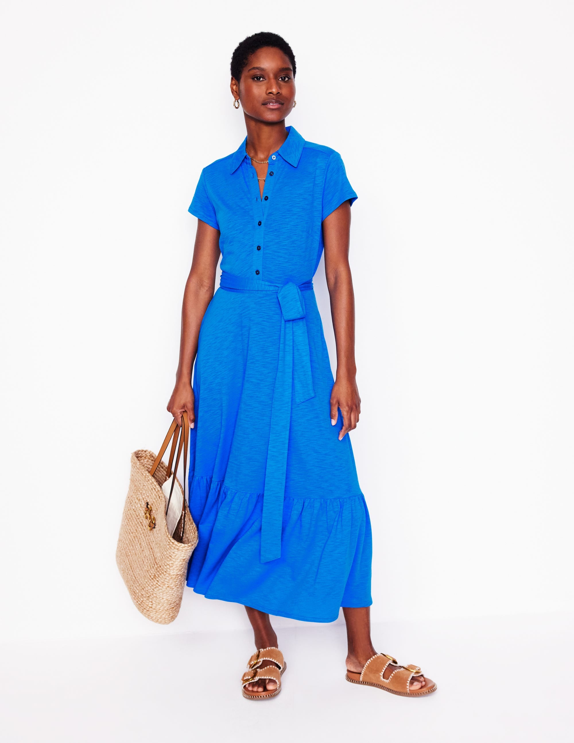 Cressida Jersey Shirt Dress-Gallery Blue - Image 1