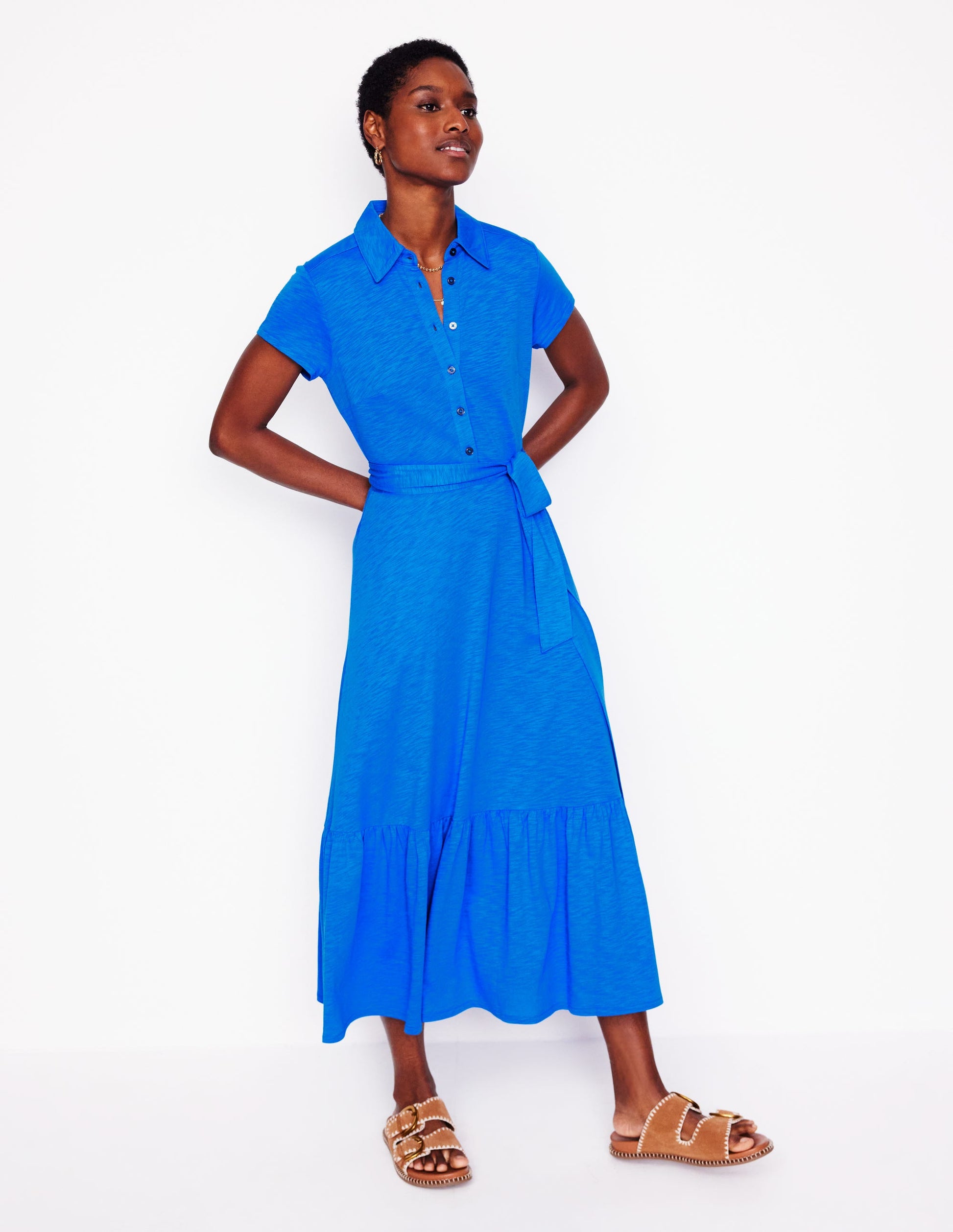 Cressida Jersey Shirt Dress-Gallery Blue-2