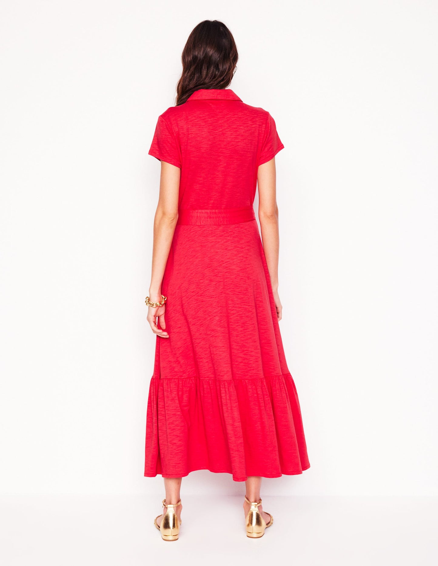 Cressida Jersey Shirt Dress-Jewel Red