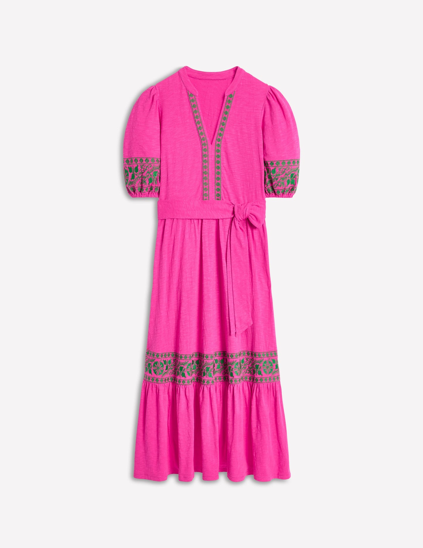 Amara Embroidered Jersey Dress-Pink Peony