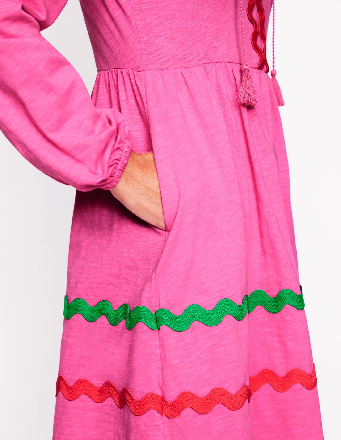 Corinna Ric Rac Jersey Dress-Sorbet Pink