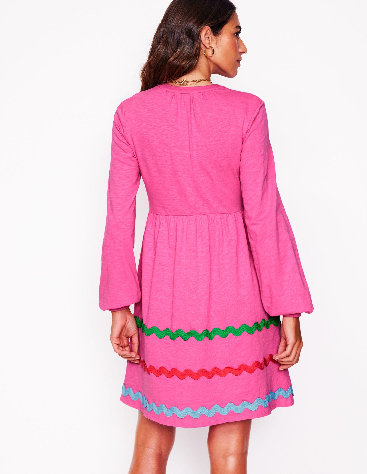 Corinna Ric Rac Jersey Dress-Sorbet Pink