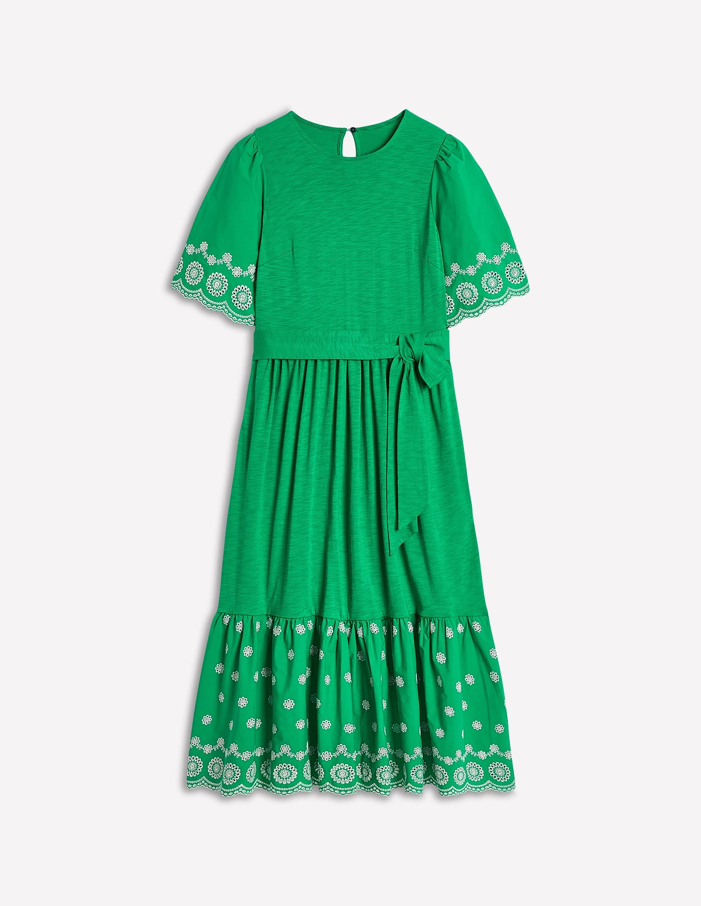 Isabel Broderie Mix maxi Dress-Rich Emerald - Image 5