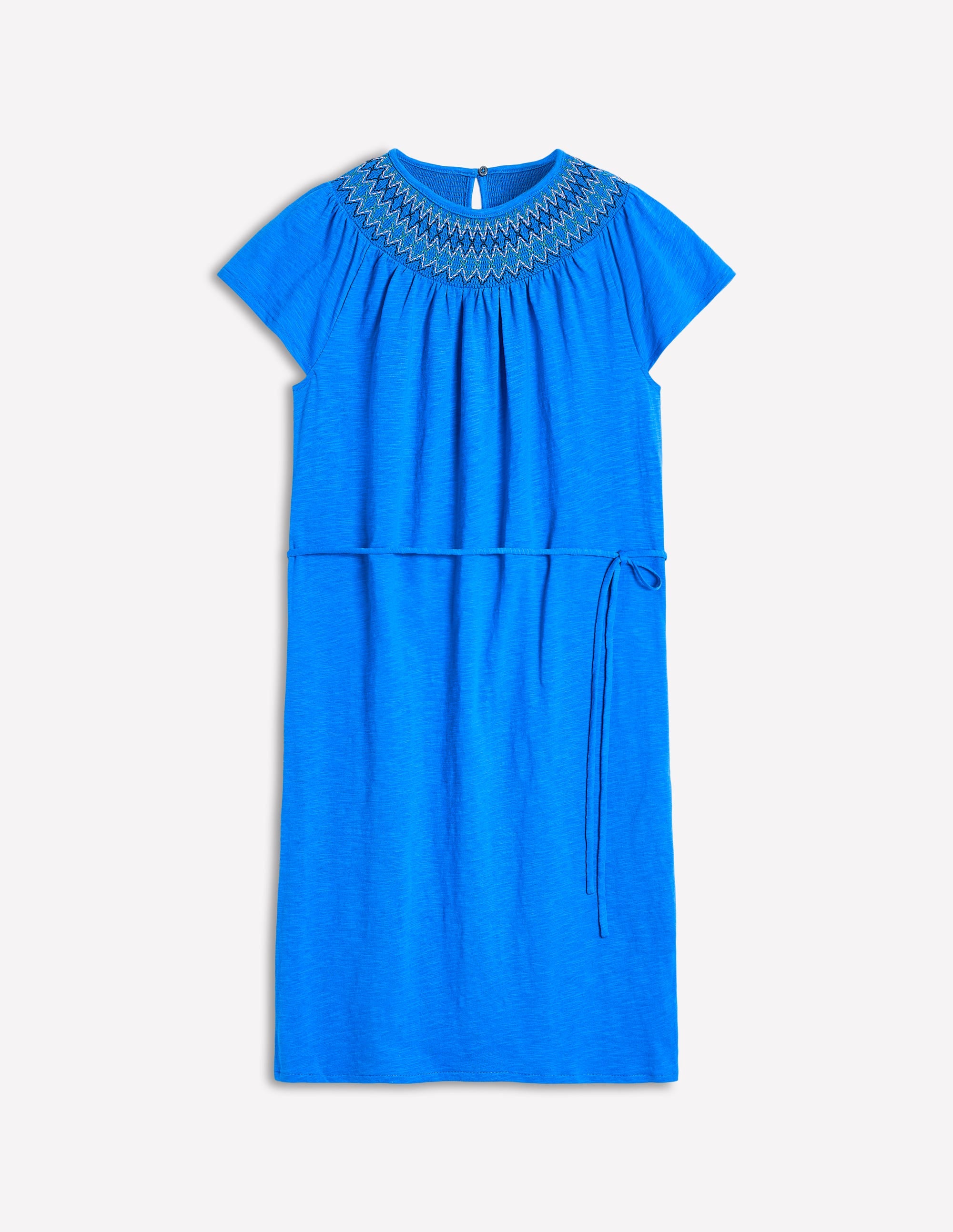Nina Smocked T-Shirt Dress-Kingfisher Blue - Image 5