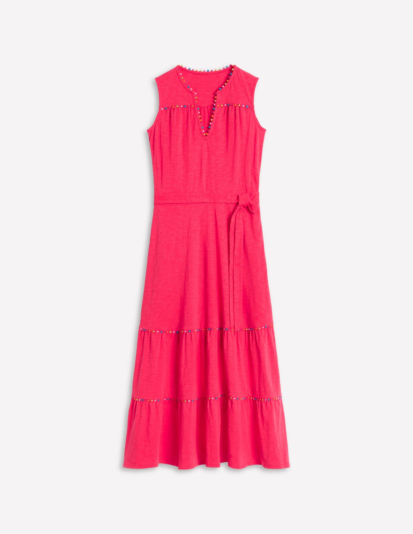 Tara Trim Tiered Jersey Dress-Camelia Pink