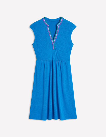 Chloe Embroidered Short Dress-Cerulean Blue